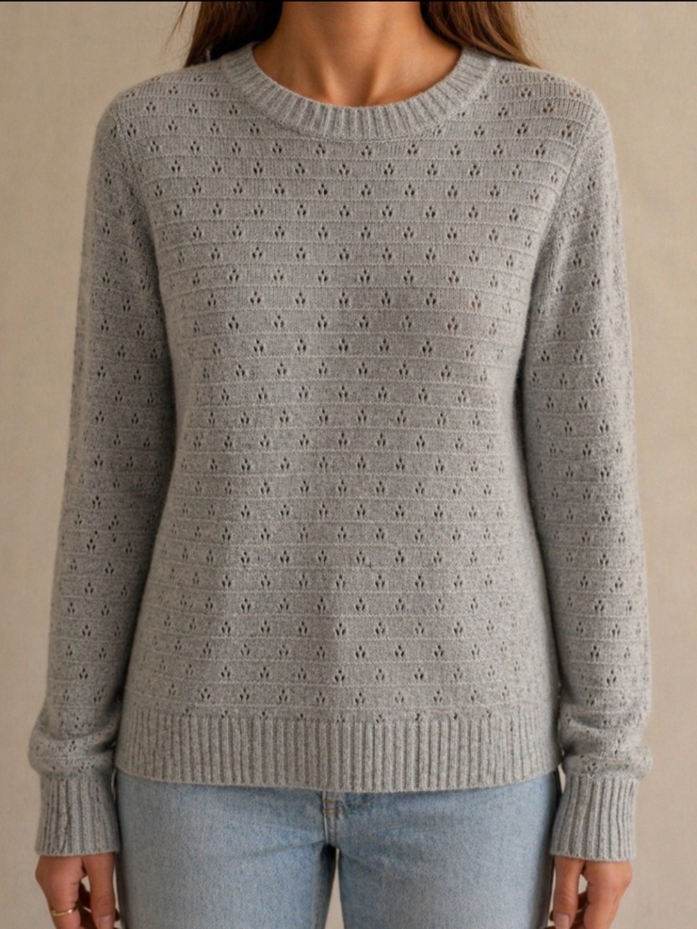 ❤️J. Crew Eyelet Crewneck Long Sleeve Sweater